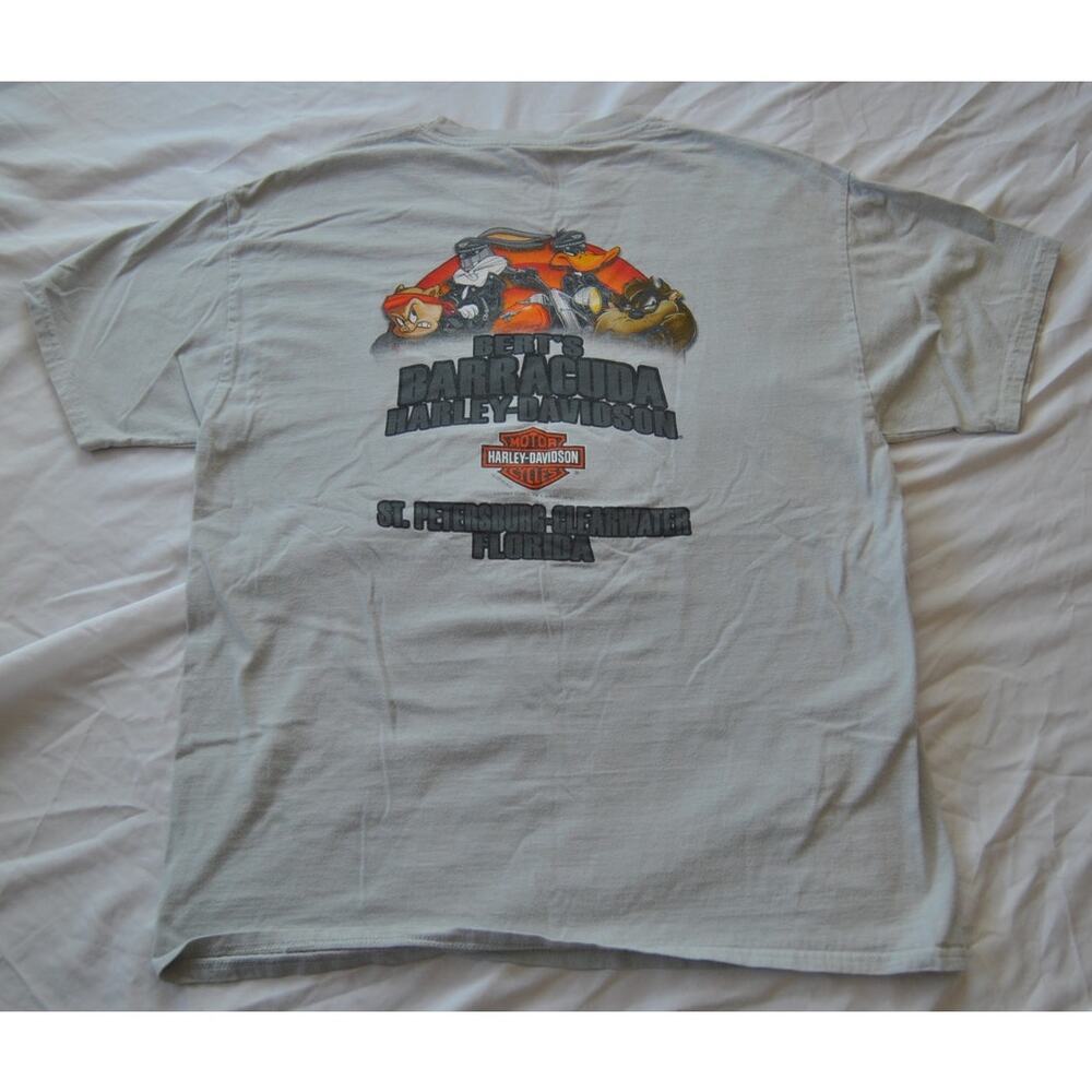 Harley Davidson Loony Tunes Gray Short Sleeve Shirt Large